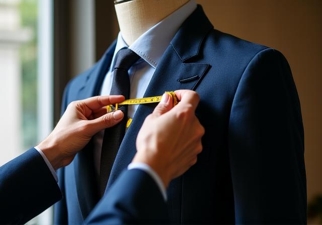 Un sarto che prende le misure per un blazer uomo