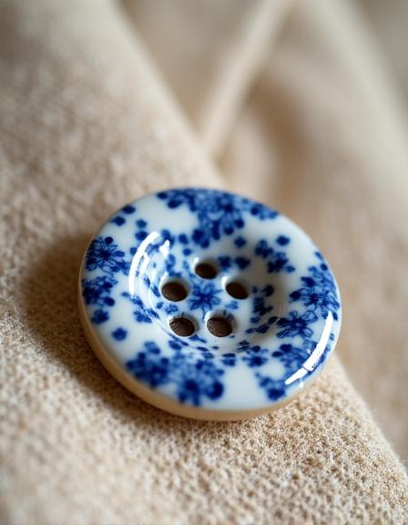 Dettaglio di un bottone in ceramica smaltata